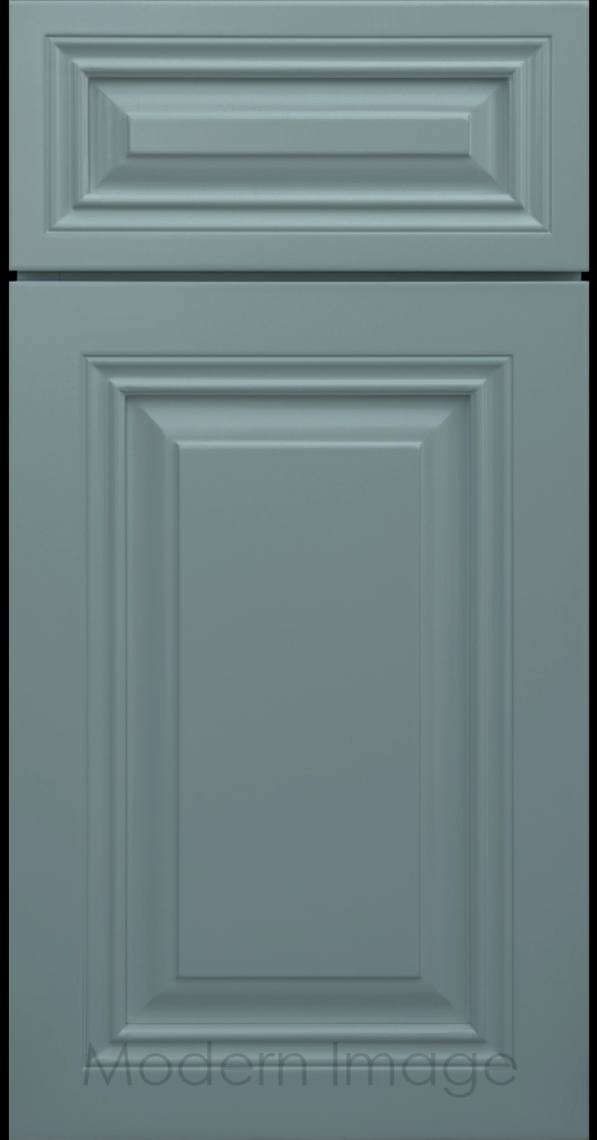 Sage Cambridge cabinet door with a mitered frame and raised center panel.
